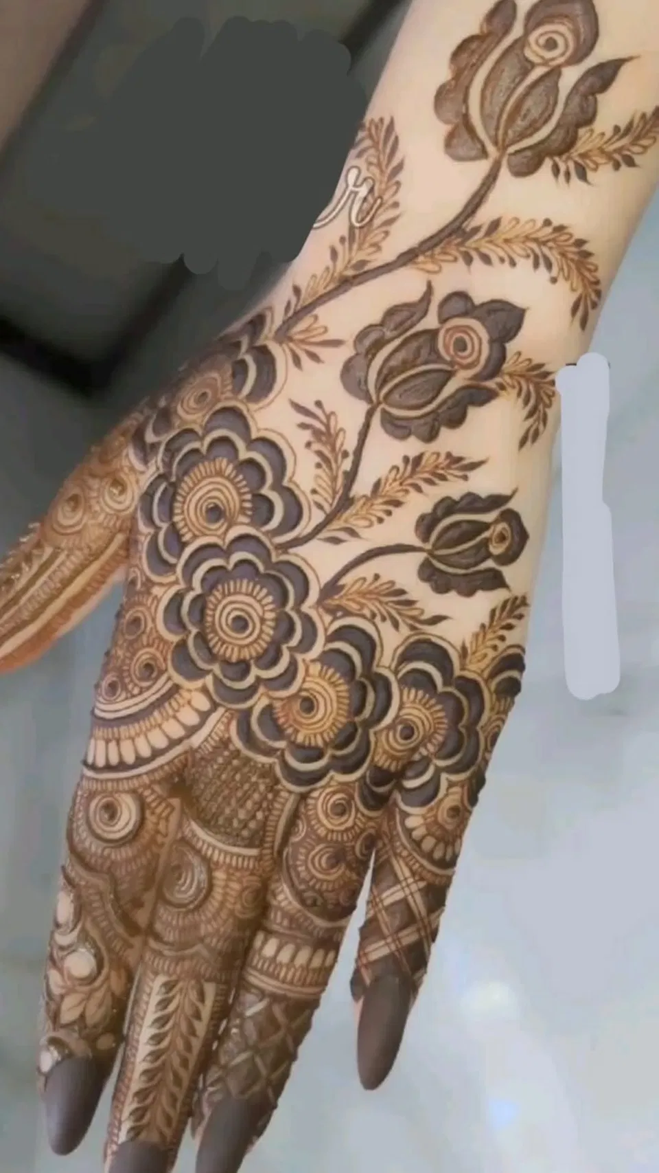Aesthetic Dubai Back Hand Mehndi Design with Flowers (2)