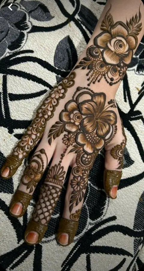 arabic bridal flower back hand mehndi design