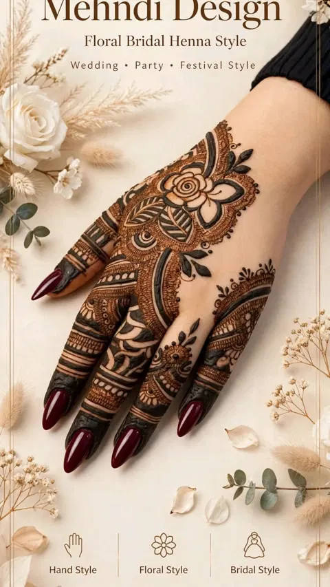 bridal circle back hand mehndi design