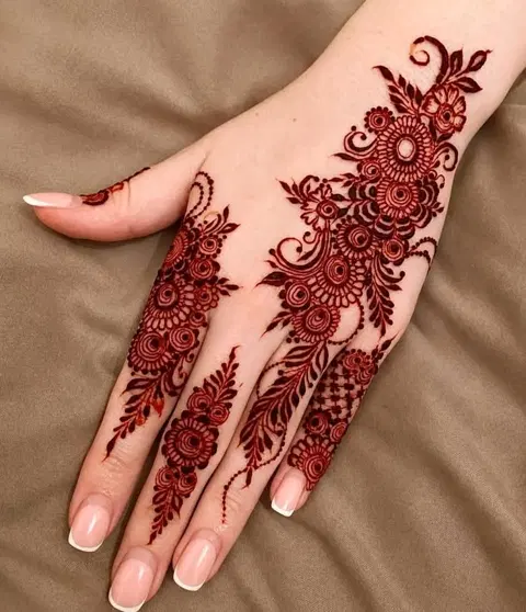 arabic simple flower back hand mehndi design