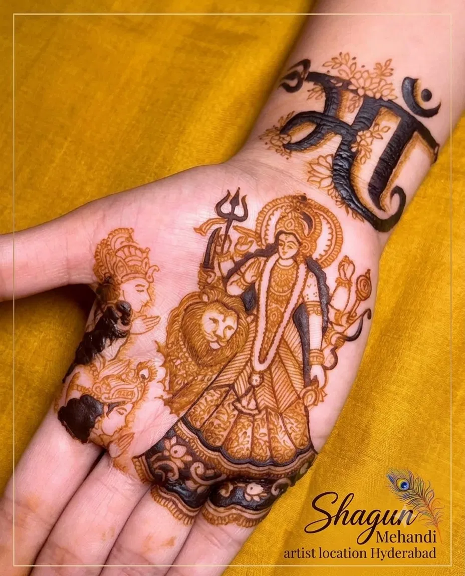 Bridal Front Hand Mehndi Design with Figures