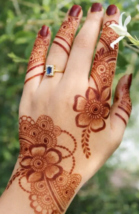bridal simple bel back hand mehndi design