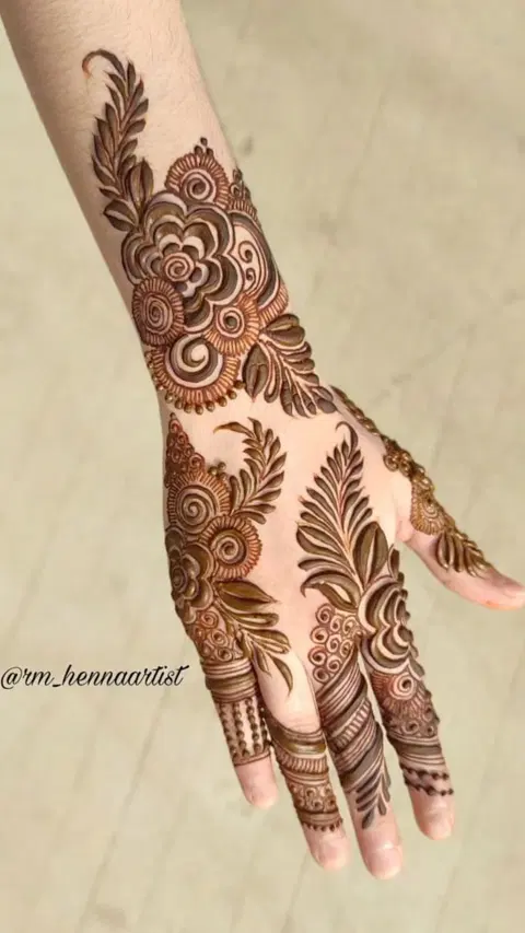 arabic bridal bel front hand mehndi design