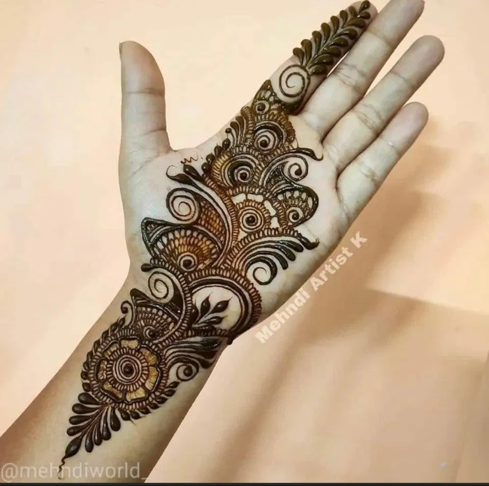 Arabic Simple Front Hand Mehndi Design with Bel (2)