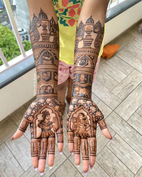 bridal stylish figure full hand mehndi design