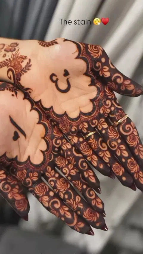 bridal dubai flower finger mehndi design