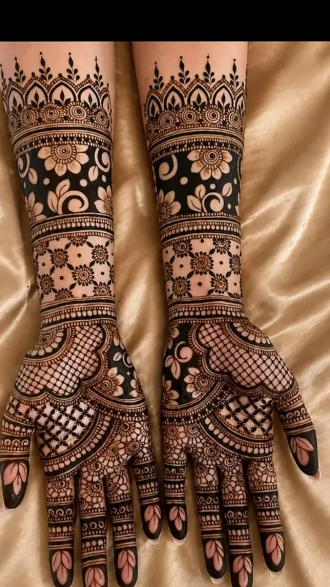 arabic bridal circle front hand mehndi design