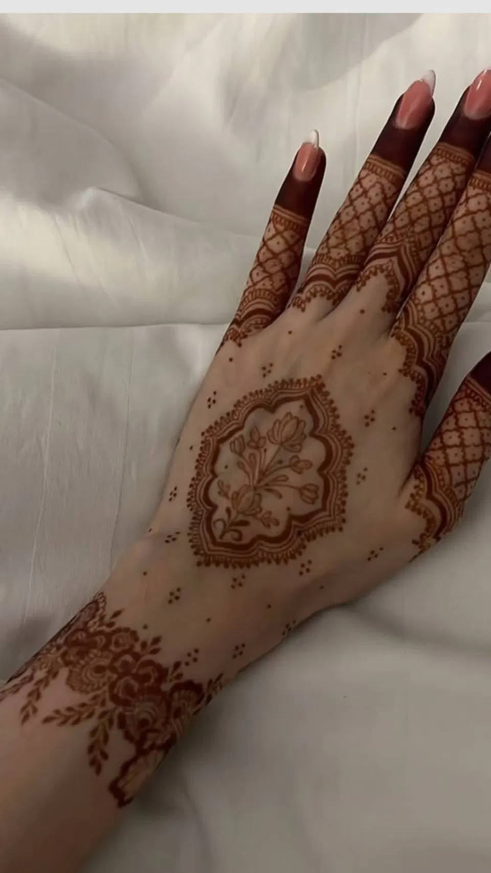 Aesthetic Indian Back Hand Mehndi Design with Jaal for Eid