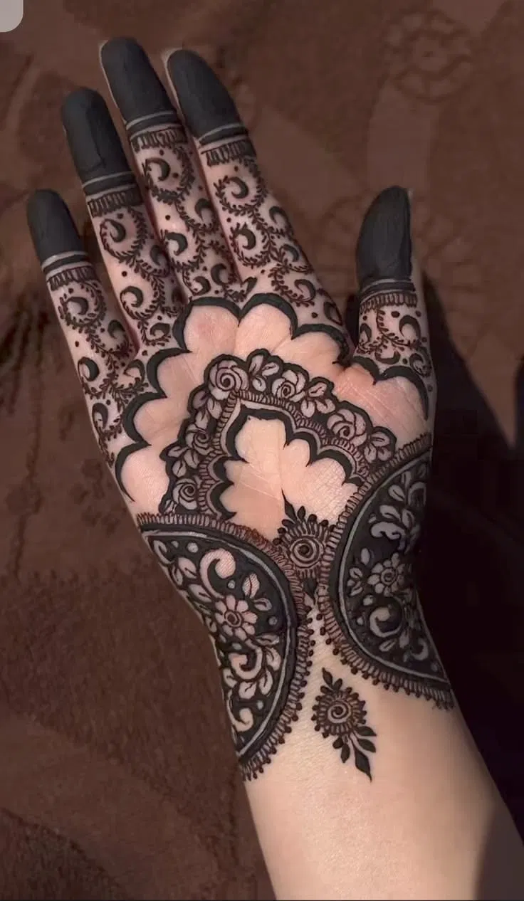 Bridal Dubai Front Hand Mehndi Design with Hearts