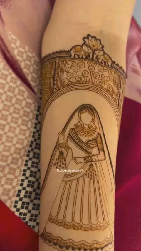 bridal simple figure full hand mehndi design