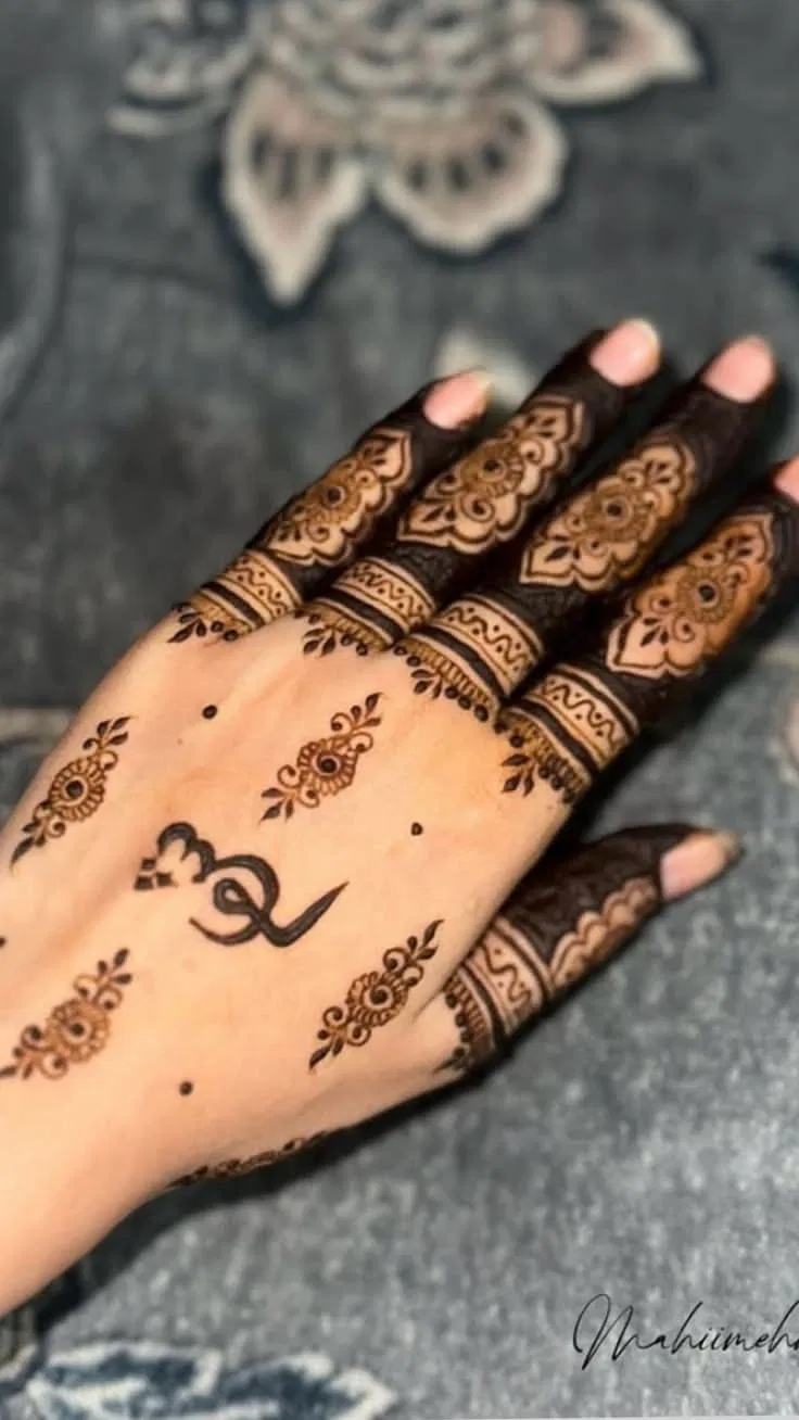 Aesthetic Pakistani Back Hand Mehndi Design with Hidden Name