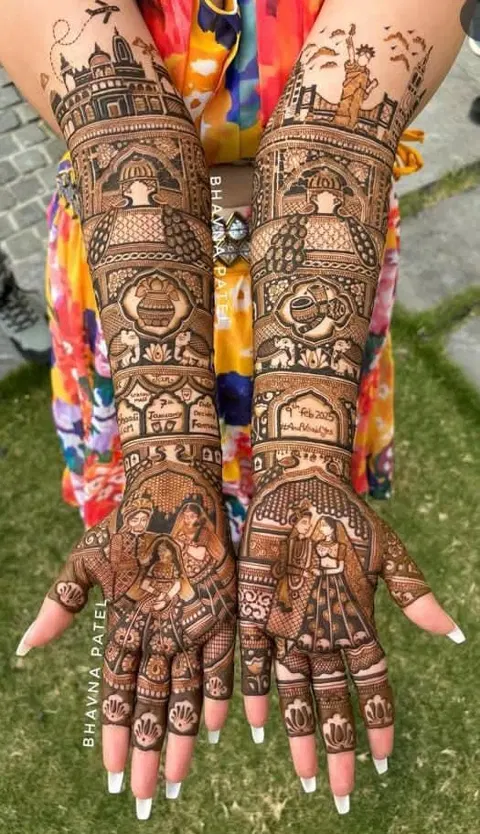 bridal indian figure front hand mehndi design