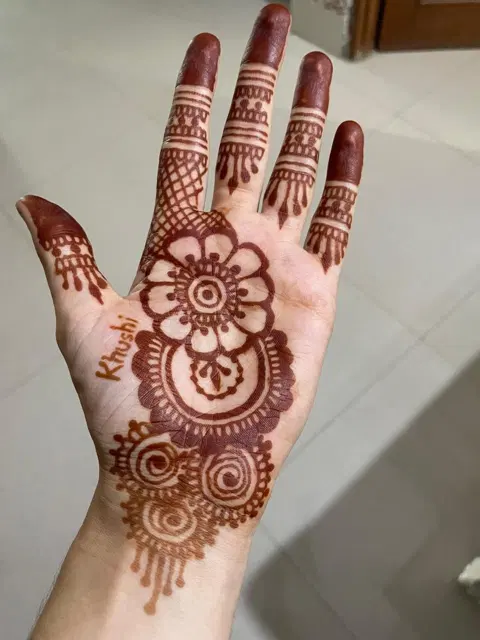 arabic bel front hand mehndi design