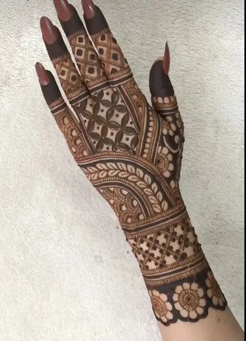 arabic bridal back hand mehndi design