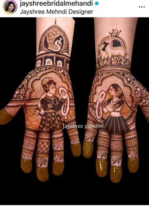 bridal deity front hand mehndi design