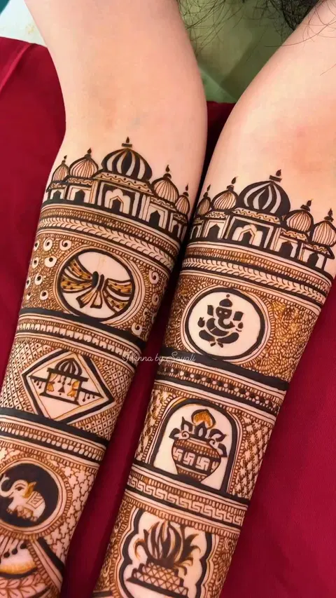bridal stylish figure arm mehndi design