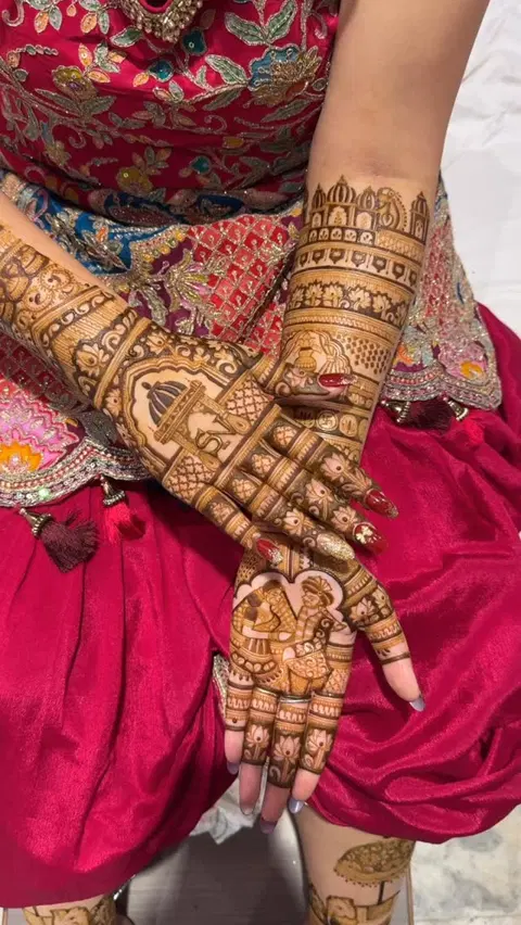 figure full hand mehndi design