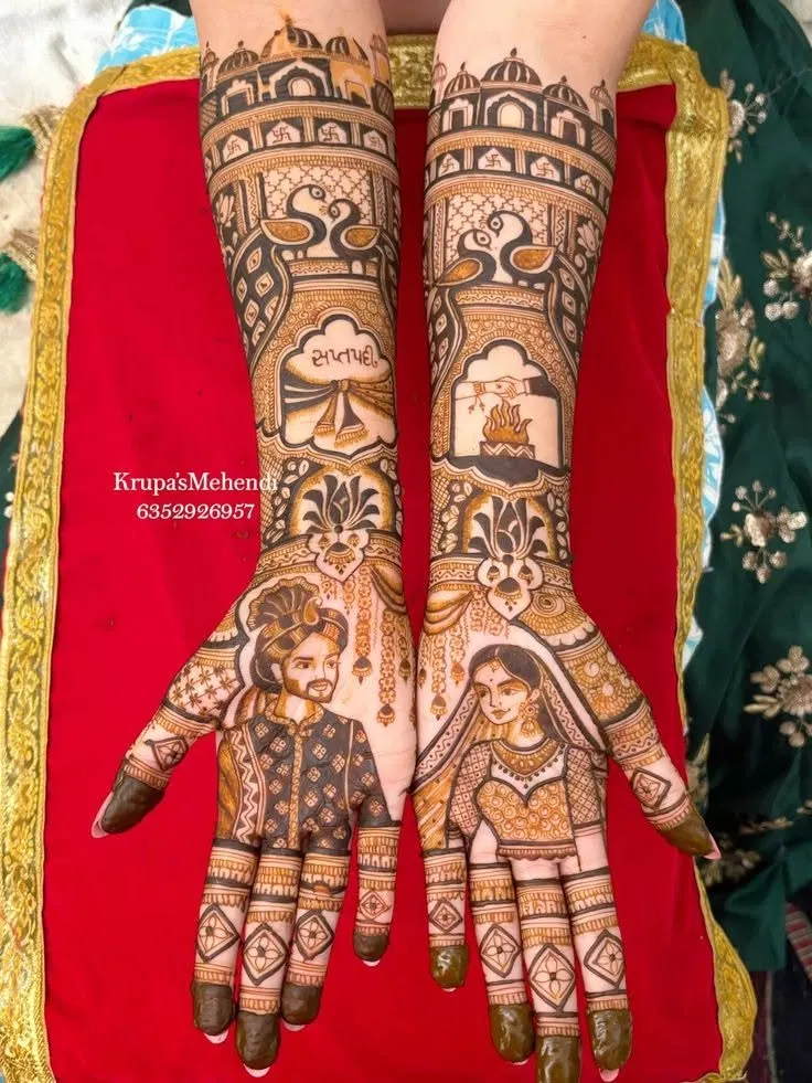 Bridal Stylish Back Hand Mehndi Design with Figures (4)