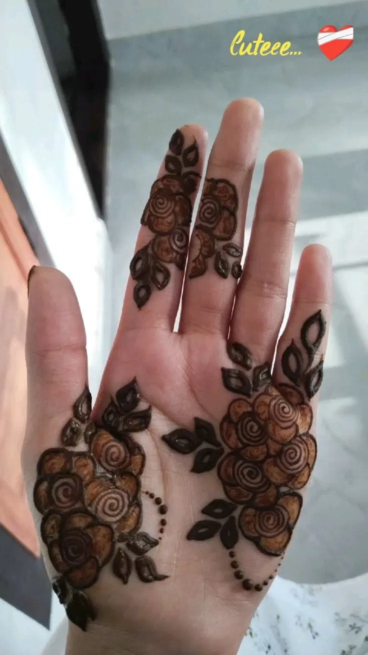 Aesthetic Arabic Finger Mehndi Design with Flowers and Jaal (3)
