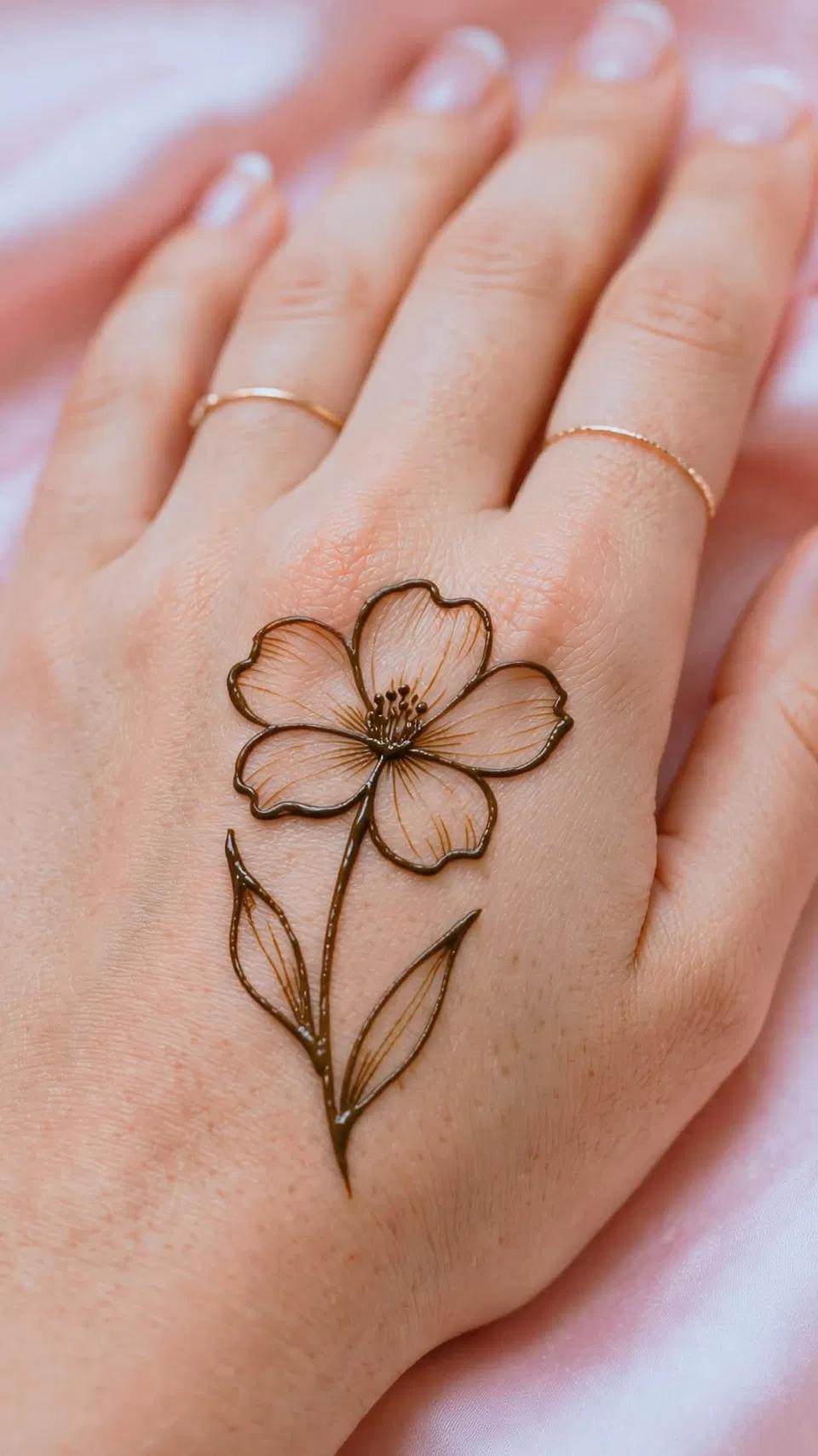 Arabic Minimal Finger Mehndi Design with Flowers (2)