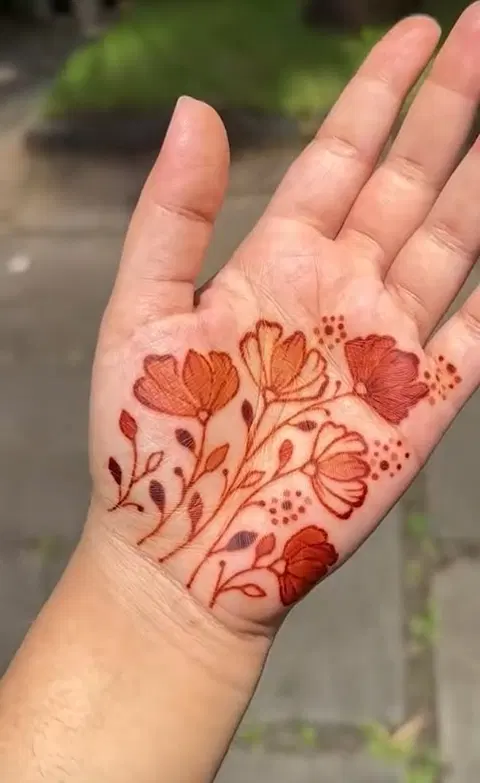arabic minimal flower front hand mehndi design
