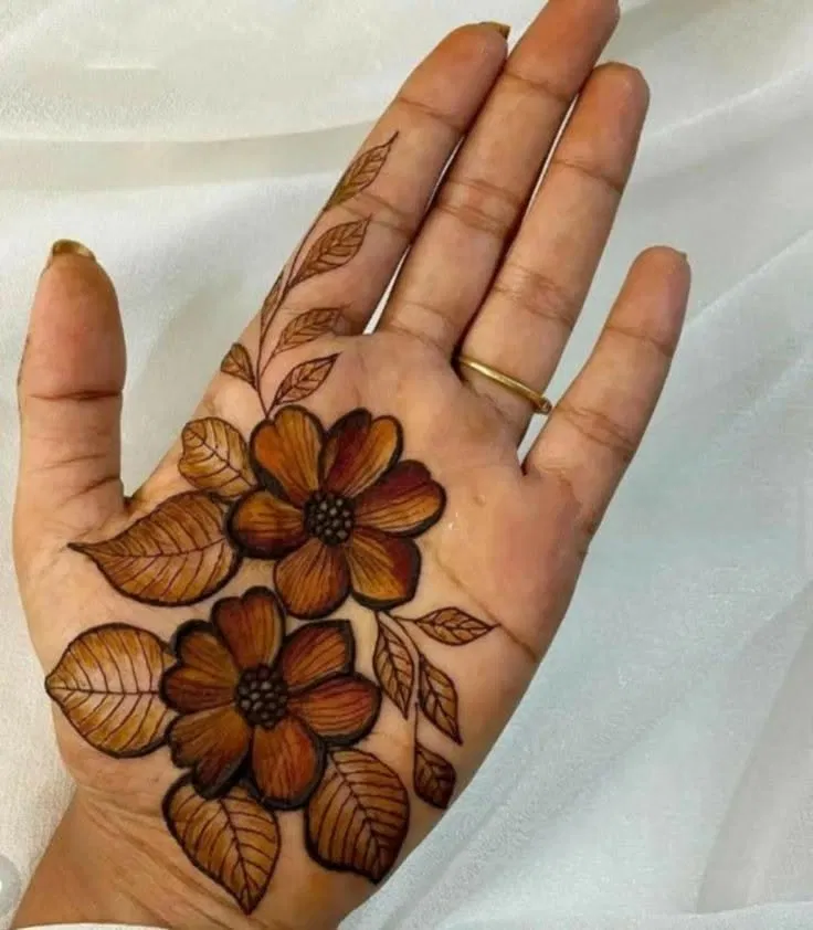 Arabic Simple Front Hand Mehndi Design with Flowers (6)