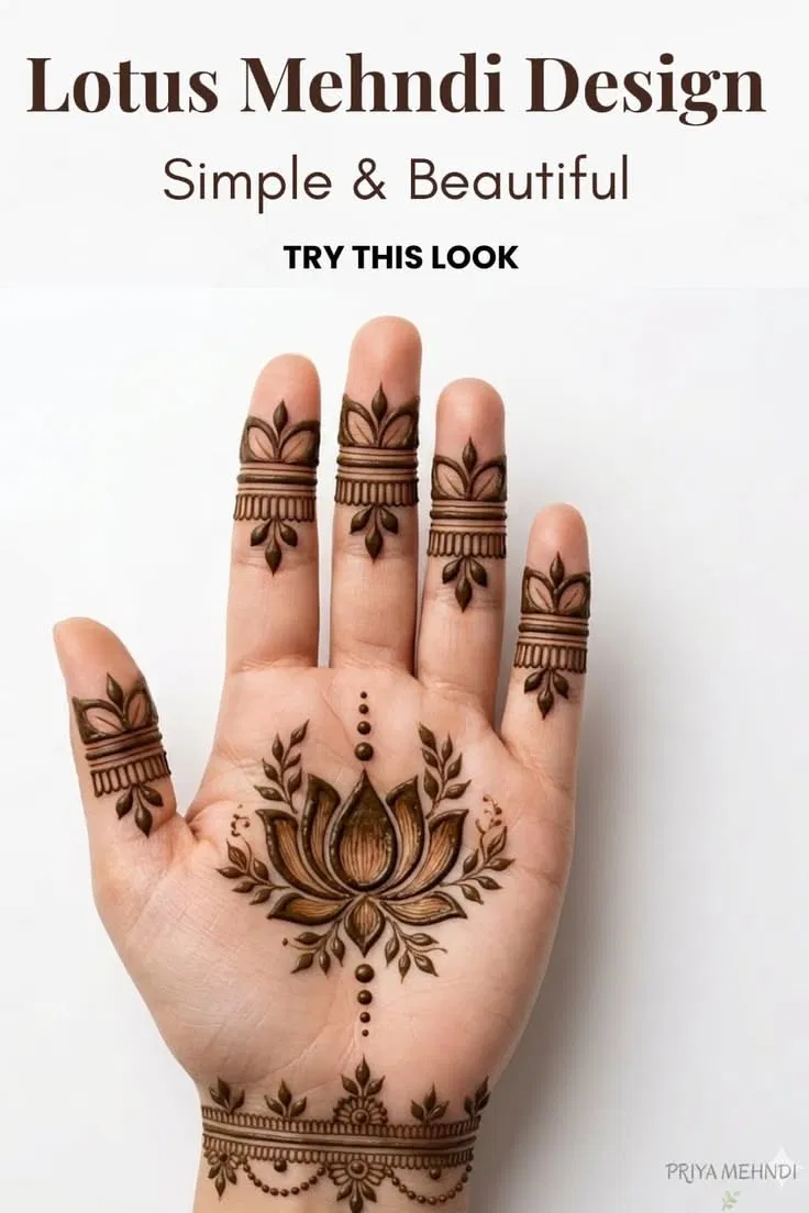 Minimal Simple Finger Mehndi Design with Flowers and Jaal