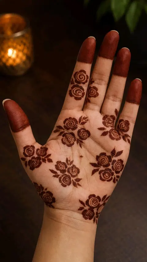 aesthetic arabic flower finger mehndi design