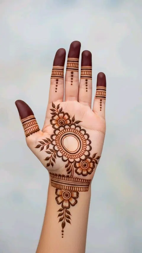 arabic simple bel front hand mehndi design