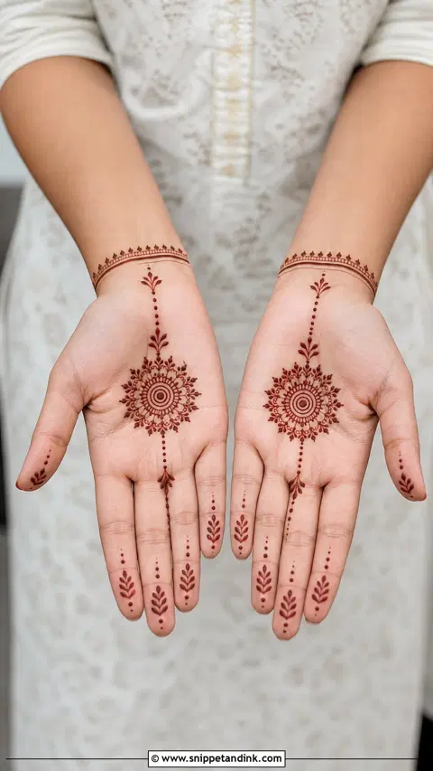 minimal simple circle finger mehndi design