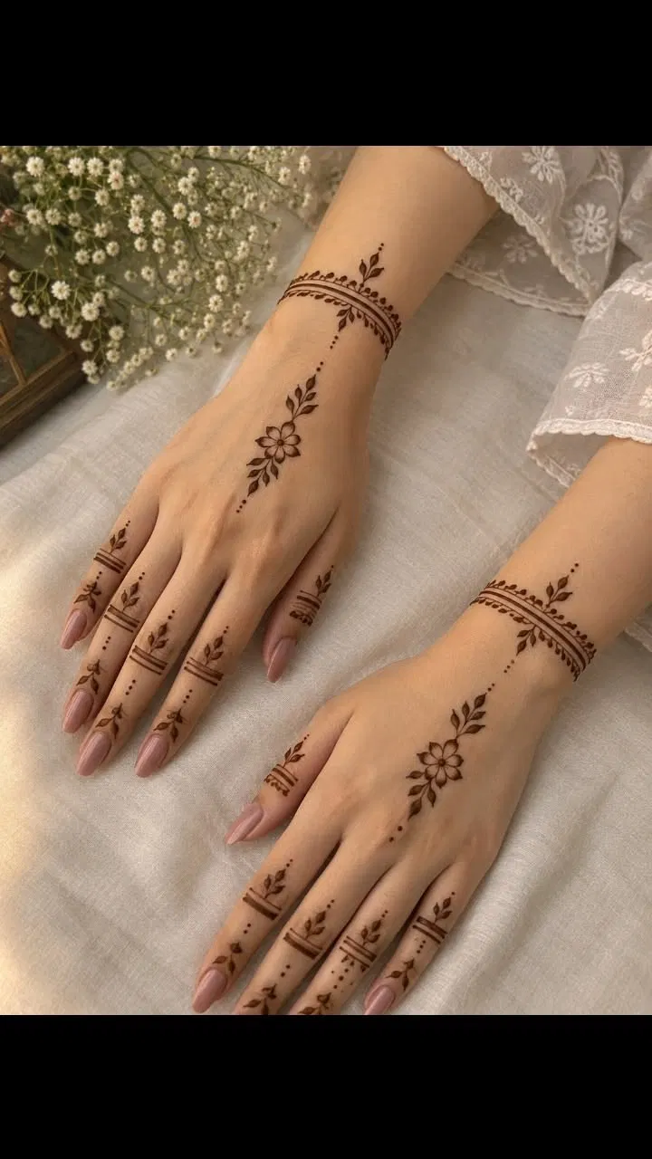 Aesthetic Arabic Back Hand Mehndi Design with Gol Tikki, Flowers and Jaal (7)