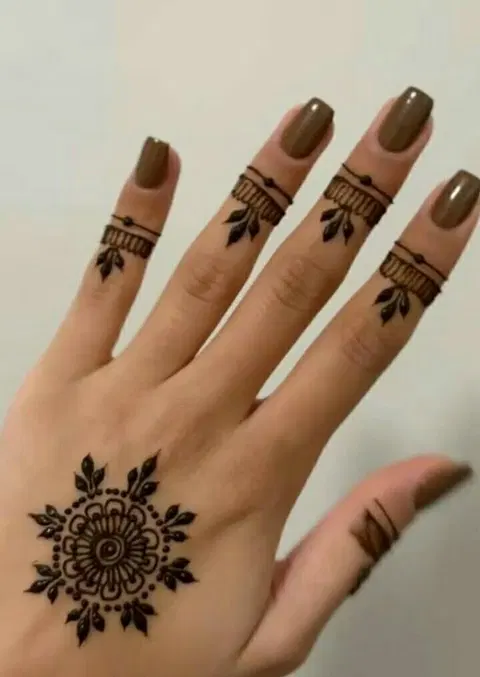 minimal simple lotus back hand mehndi design
