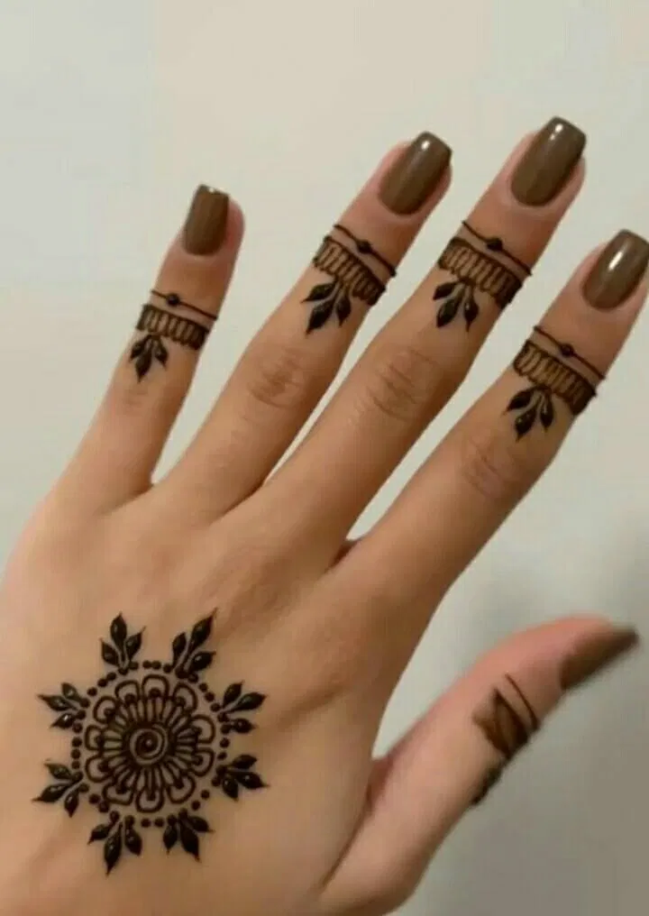 Minimal Simple Back Hand Mehndi Design with Lotus (2)