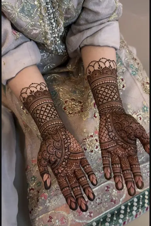aesthetic bridal deity arm mehndi design