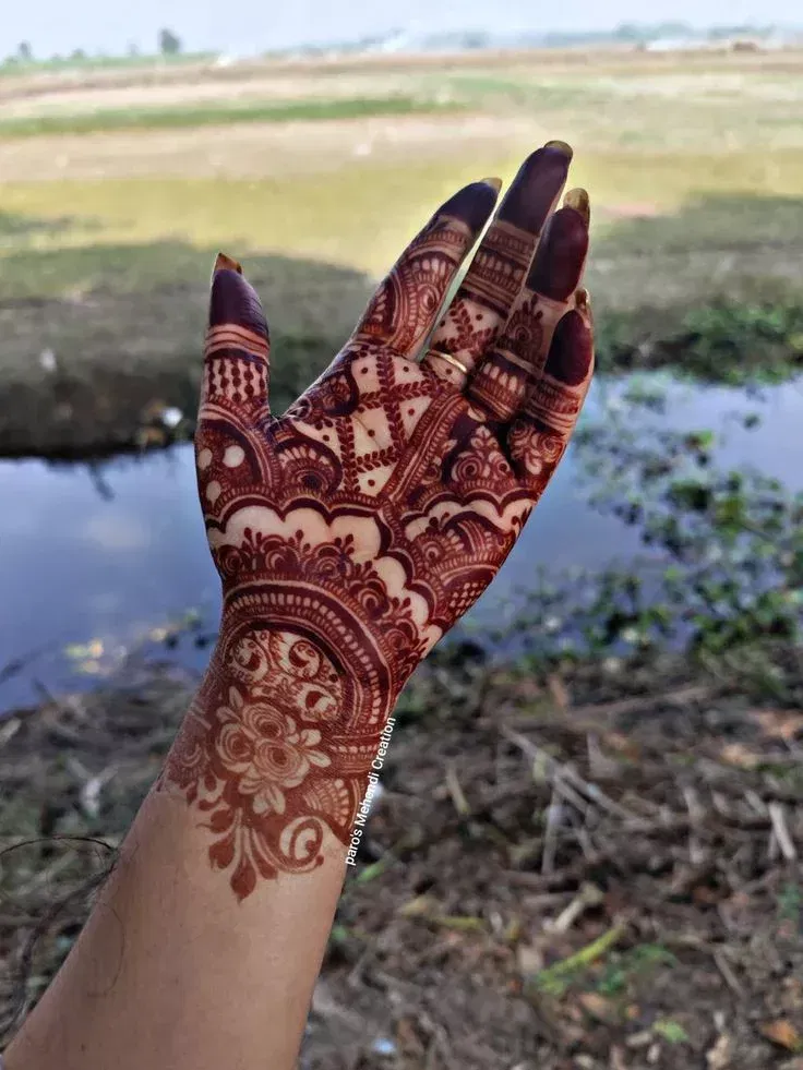 Aesthetic Pakistani Front Hand Mehndi Design