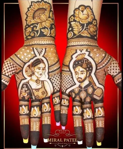 bridal deity back hand mehndi design