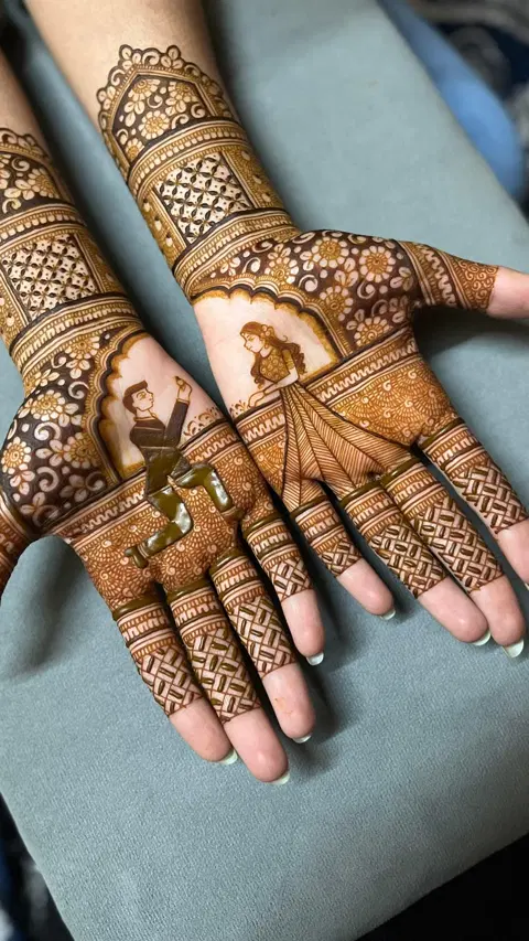 bridal stylish figure front hand mehndi design