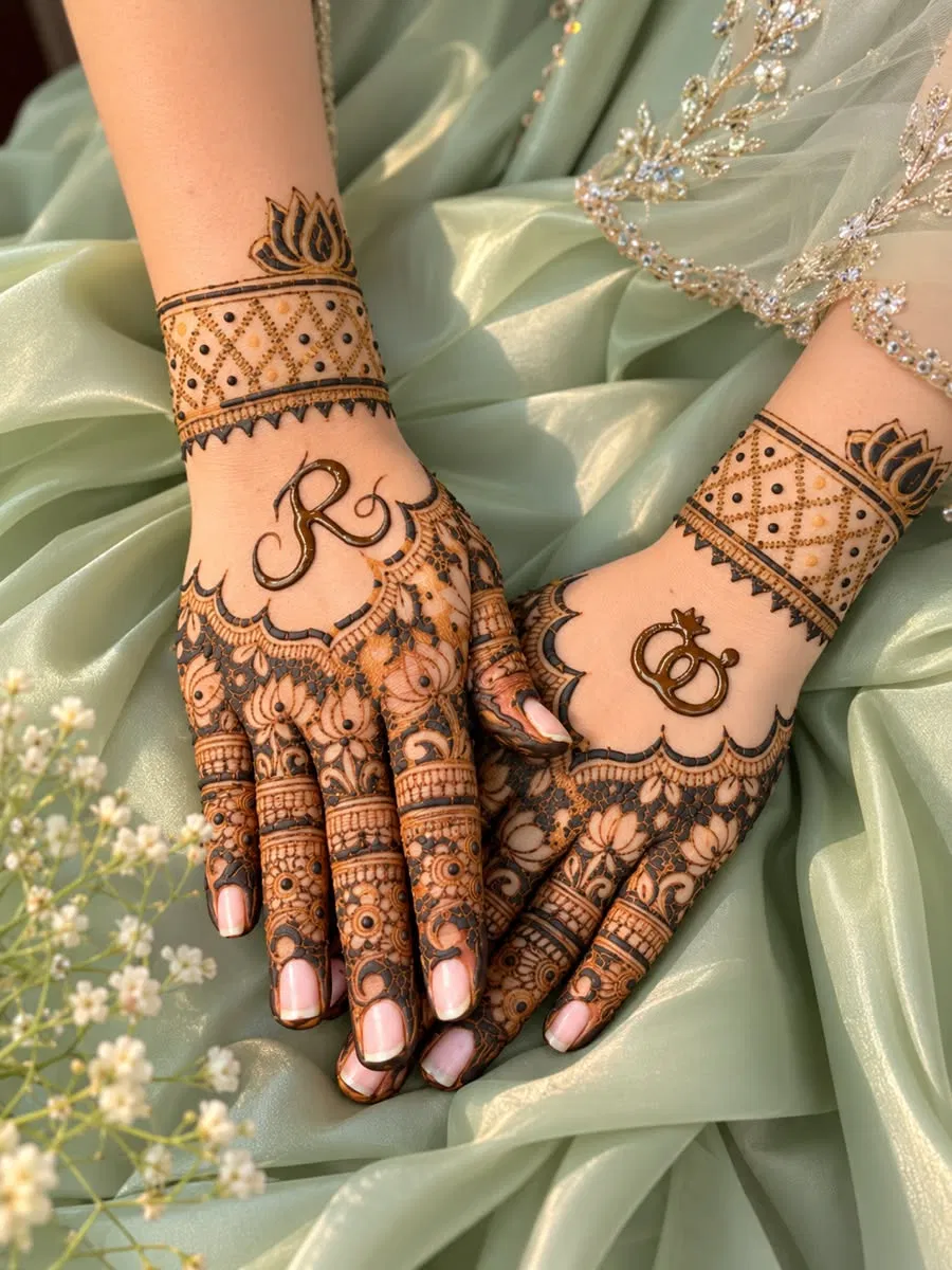 Bridal Simple Back Hand Mehndi Design for Engagement (2)