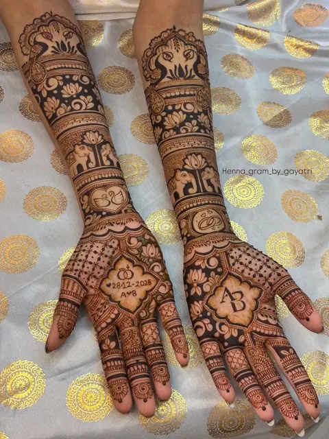 bridal simple circle front hand mehndi design