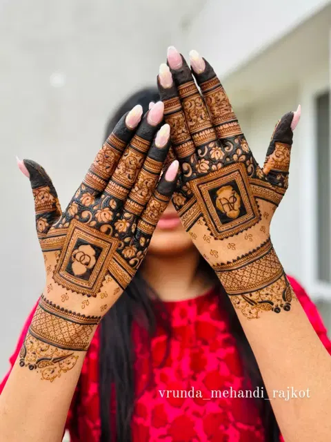 bridal minimal back hand mehndi design
