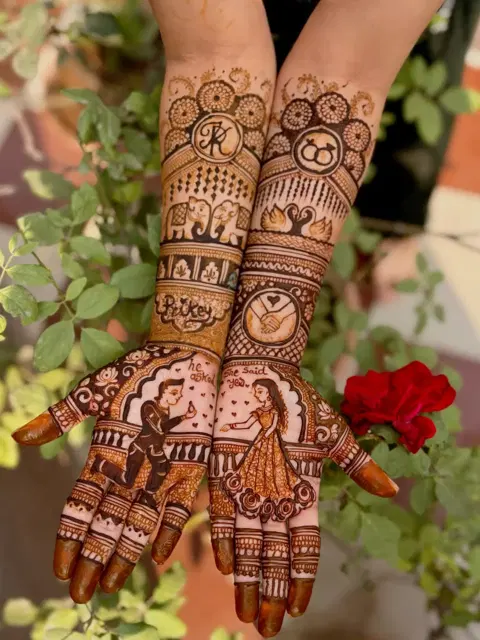 indian simple circle finger mehndi design