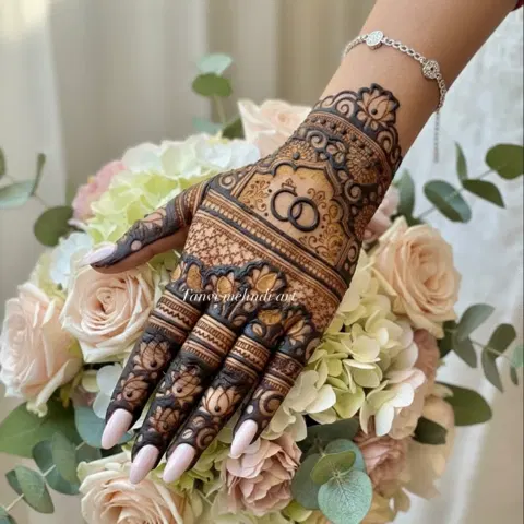bridal simple circle back hand mehndi design