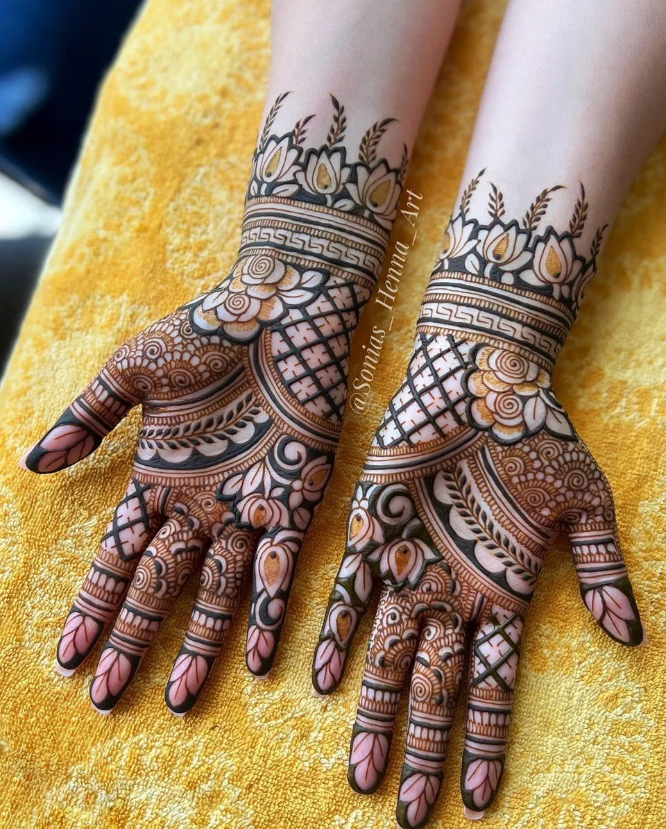 Bridal Indian Back Hand Mehndi Design for Engagement