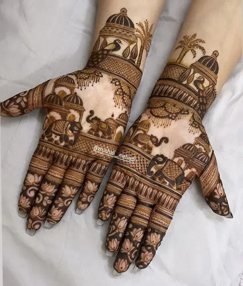 bridal royal figure front hand mehndi design