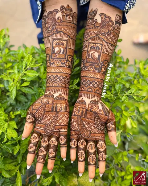 bridal simple figure finger mehndi design