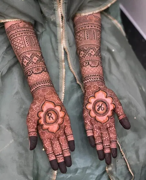 bridal simple figure finger mehndi design