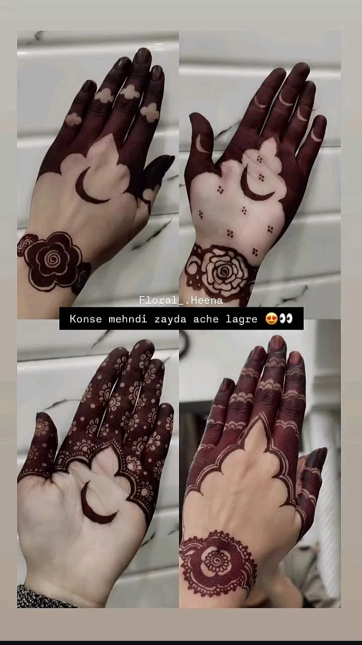 Aesthetic Minimal Back Hand Mehndi Design with Flowers and Hearts