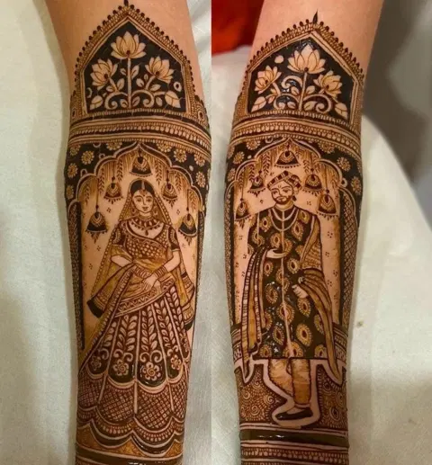 bridal deity back hand mehndi design