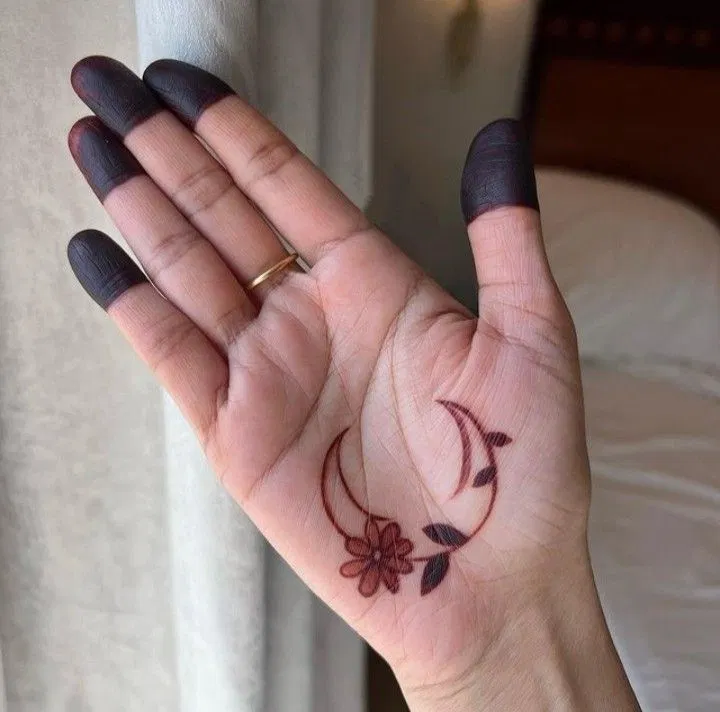 Aesthetic Arabic Front Hand Mehndi Design with Butterfly and Moon