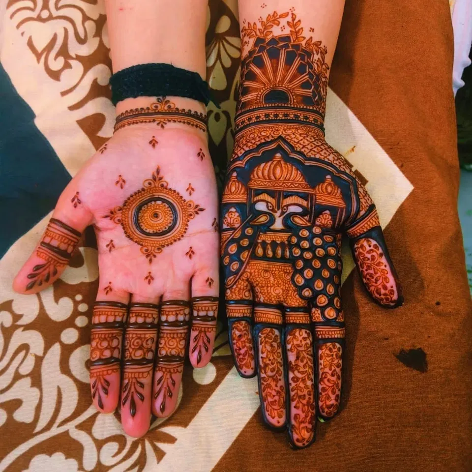 Front Hand Mehndi Design with Figures